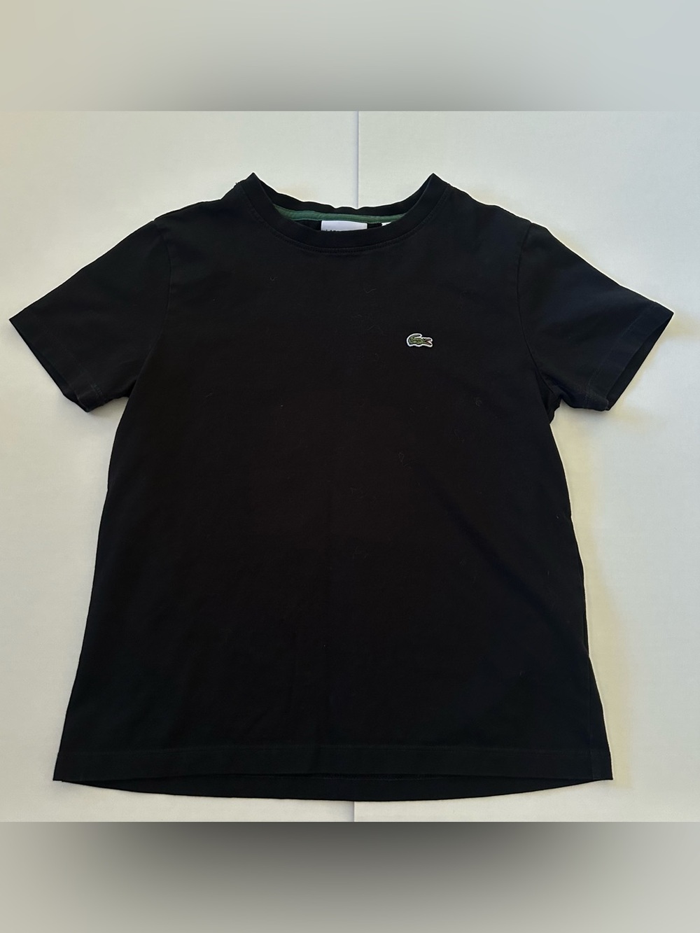 Lacoste Black Short Sleeve Crew Tee with Green Croc Logo